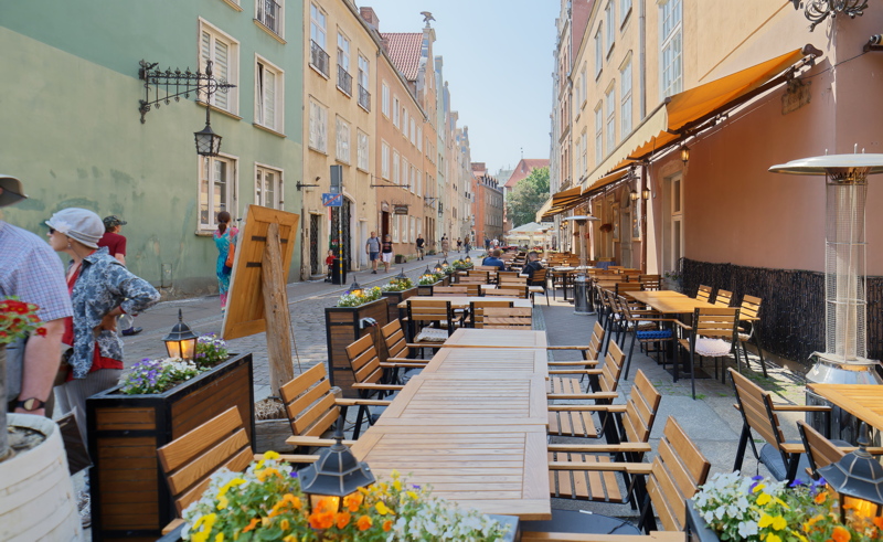 29 - The vibrant outdoor dining terrace of San Marco Ristorante & Pizzeria, located in the historic heart of Gdańsk, Poland